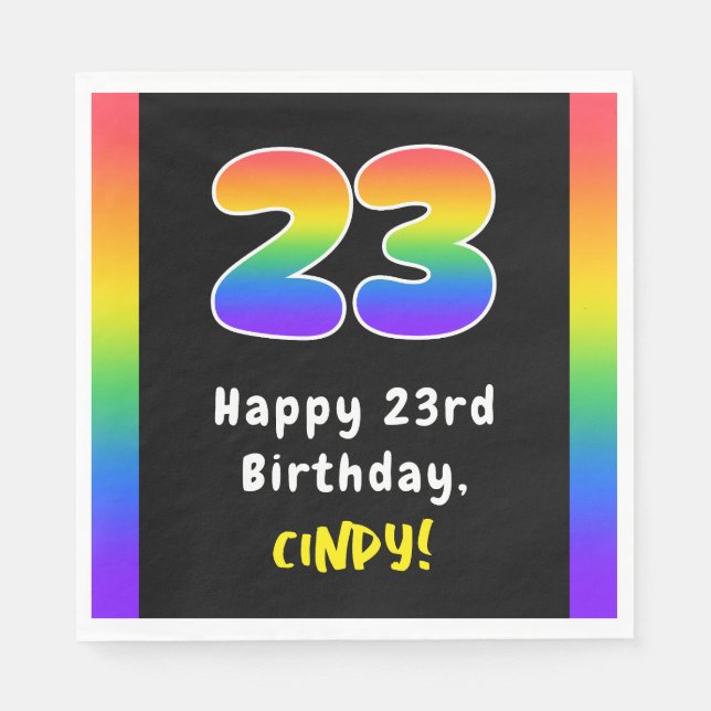 Serviette En Papier 23e anniversaire : Rainbow Spectrum # 23, Nom pers (Devant)