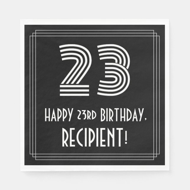 Serviette En Papier 23ème anniversaire : Art Déco Inspiré Look "23" +  (Devant)