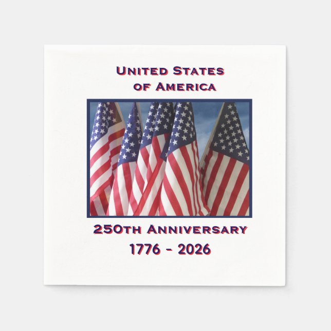Serviette En Papier 250e anniversaire USA Patriotic Flags Papier (Devant)