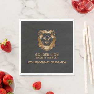 Serviette En Papier 25 Anniversaire Luxe Black Gold Lion Business Logo