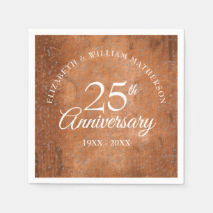 Serviette En Papier 25e Anniversaire Argent Confetti Boho Boho Rustiqu