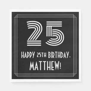 Serviette En Papier 25e anniversaire : Art Déco Inspiré Look "25" + No
