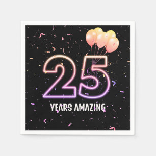 Serviette En Papier 25e anniversaire Balloons et Confetti