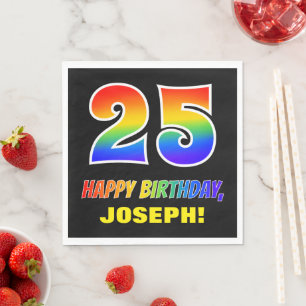 Serviette En Papier 25e anniversaire : Bold, amusant, simple, arc-en-c