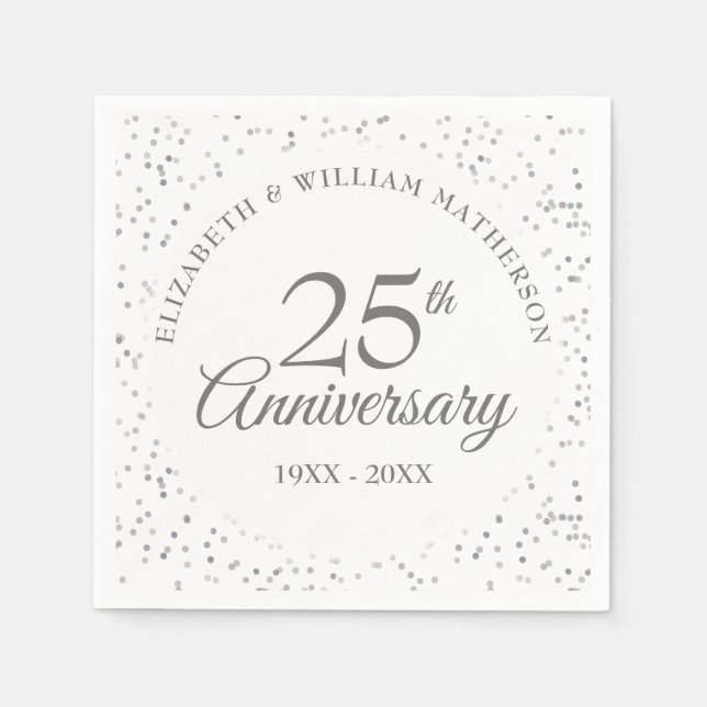 Serviette En Papier 25e anniversaire de la poussière d'argent (Devant)