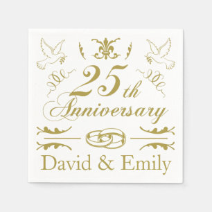 Serviette En Papier 25e anniversaire de Mariage personnalisé