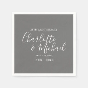 Serviette En Papier 25e Anniversaire de Mariage Signature Argent Scrip