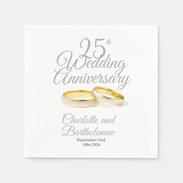 Serviette En Papier 25e anniversaire du Mariage (Devant)