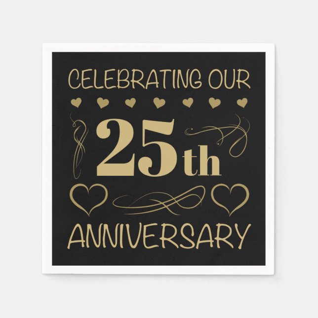 Serviette En Papier 25e anniversaire du Mariage (Devant)