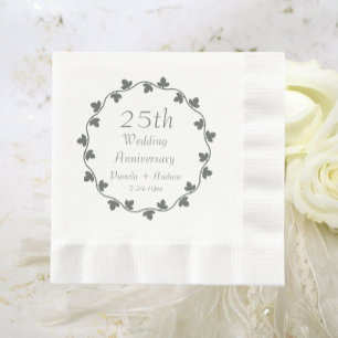 Serviette En Papier 25e anniversaire du Mariage d'argent Ivy Wreath