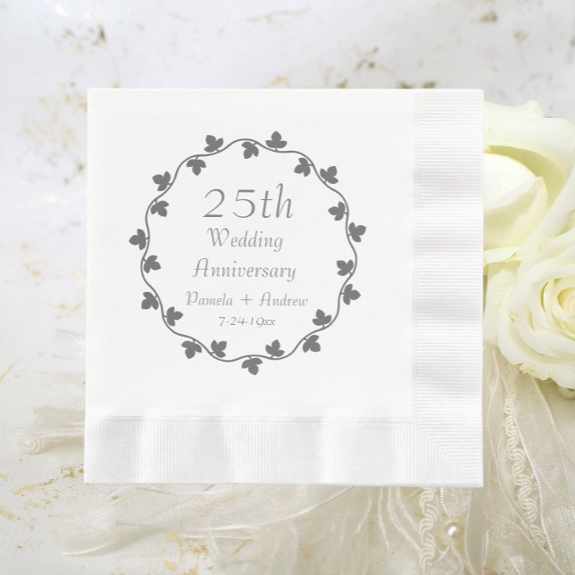 Serviette En Papier 25e anniversaire du Mariage d'argent Ivy Wreath (In Situ Wedding)