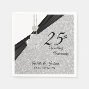 Serviette En Papier 25e anniversaire du Mariage de la Parties scintill