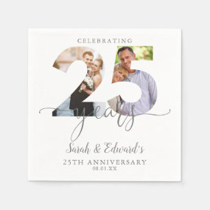 Serviette En Papier 25e anniversaire du Mariage moderne 2 photo