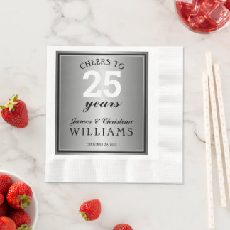 Serviette En Papier 25e anniversaire du Mariage Soie 25 ans