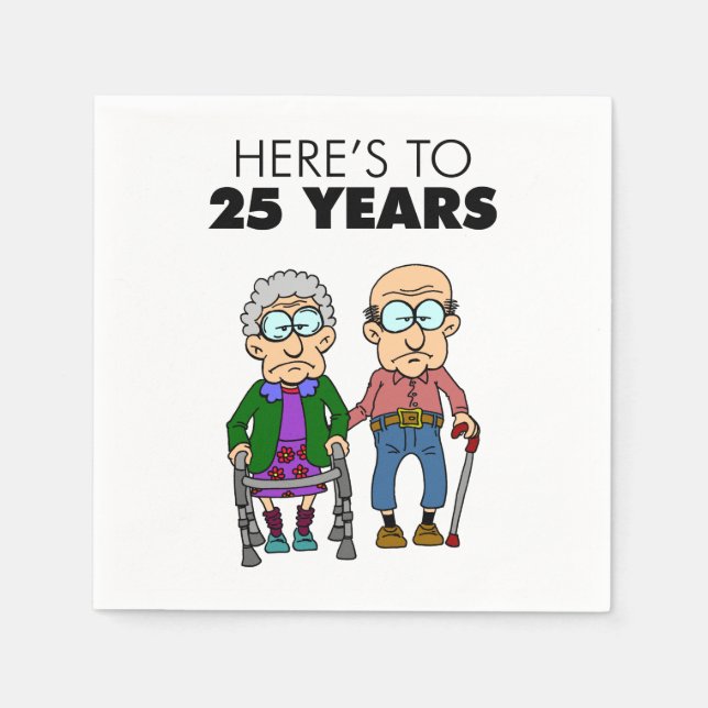 Serviette En Papier 25e anniversaire du Mariage vieillissant (Devant)