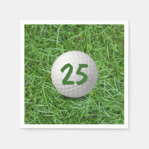 Serviette En Papier 25e anniversaire Golf Ball on Grass Napkins