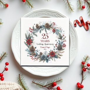 Serviette En Papier 25e anniversaire Mariage d'argent Elégant hiver