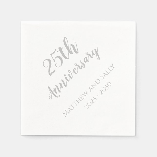 Serviette En Papier 25e Anniversaire Papier-Party serviettes (Devant)