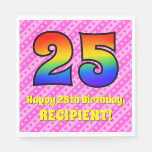Serviette En Papier 25e anniversaire : Pink Stripes & Hearts, Arc-en-c
