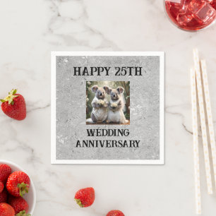 Serviette En Papier 25e anniversaire traditionnel Mariage d'argent,