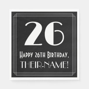 Serviette En Papier 26e anniversaire ~ Art Déco Inspiré Look "26", Nom