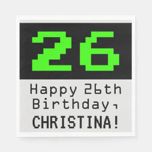 Serviette En Papier 26e anniversaire - Nerdy / Geeky Style "26" & Nom