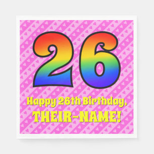 Serviette En Papier 26e anniversaire : Pink Stripes & Hearts, Arc-en-c