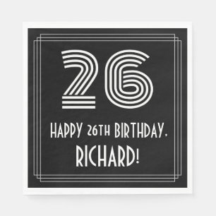Serviette En Papier 26ème anniversaire : Art Déco Inspiré Look "26" + 