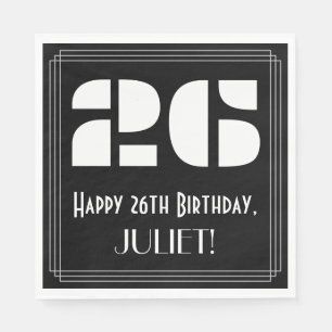 Serviette En Papier 26ème anniversaire : Art Déco Inspiré Look "26" + 