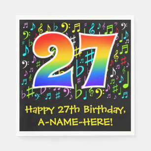 Serviette En Papier 27e anniversaire - Symboles de musique colorée, Ar