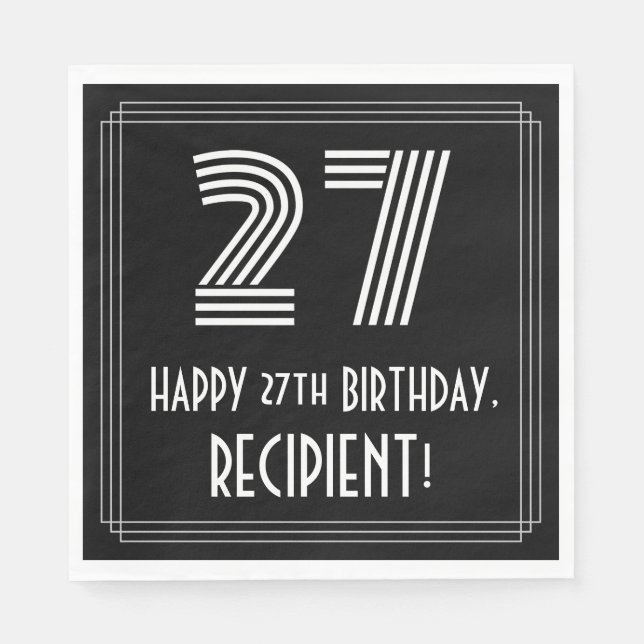 Serviette En Papier 27ème anniversaire : Art Déco Inspiré Look "27" +  (Devant)