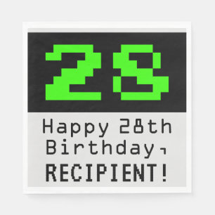 Serviette En Papier 28e anniversaire - Nerdy / Geeky Style "28" & Nom