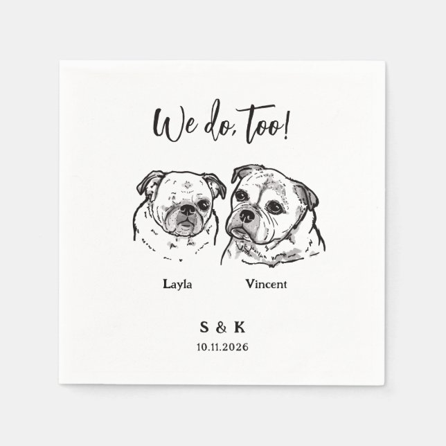 Serviette En Papier 2 Dogs Wedding  (Devant)