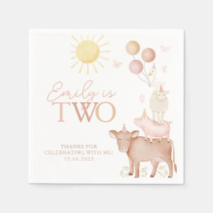 Serviette En Papier 2e anniversaire Animaux de ferme Barnyard Filles d