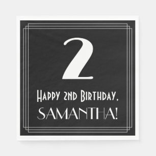 Serviette En Papier 2e anniversaire ~ Art Déco Inspiré Look "2", Nom