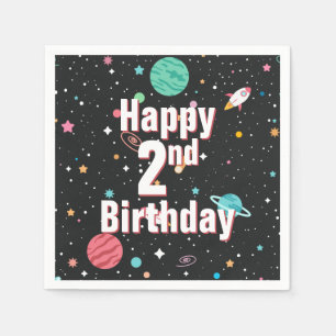 Serviette En Papier 2e anniversaire Rocket Ships et Planètes