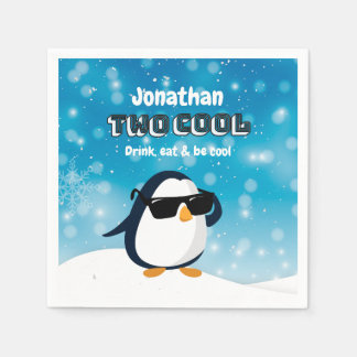 Serviette En Papier 2nd Birthday Two Cool Penguin Boy
