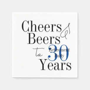 Serviette En Papier 30 ans de retraite Cheers Beers Blue Party