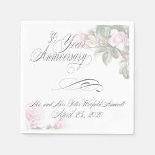 Serviette En Papier 30 ans Roses roses roses Karen