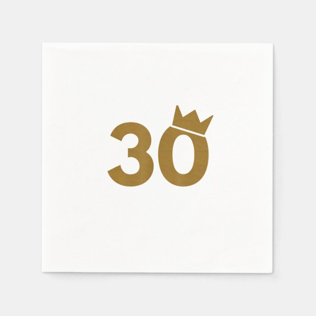 Serviette En Papier 30 Couronne d'or - 30e cadeau d'anniversaire (Devant)
