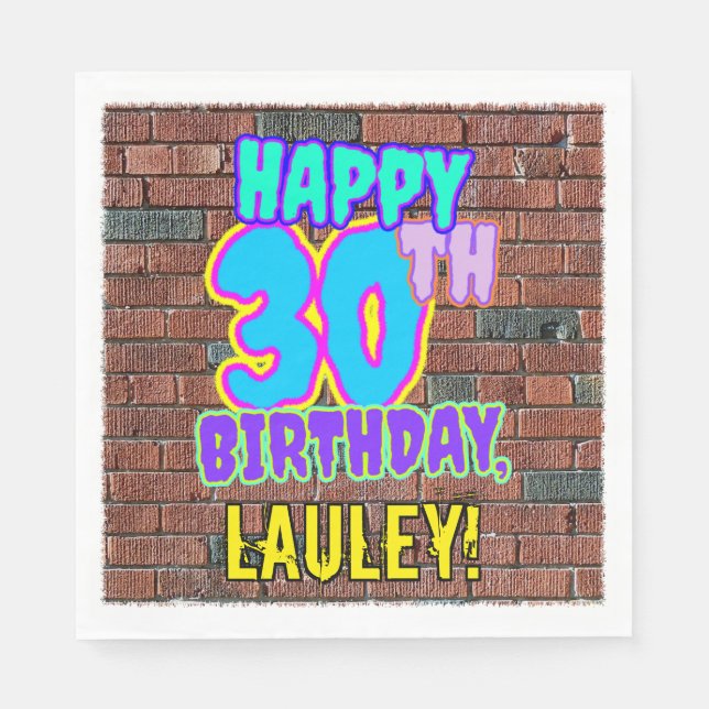 Serviette En Papier 30e anniversaire ~ Amusant, Graffiti urbain inspir (Devant)