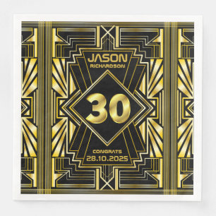 Serviette En Papier 30e anniversaire Art Déco Gold Black Great Gatsby