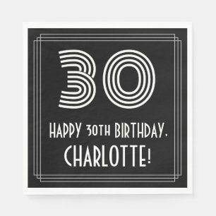 Serviette En Papier 30e anniversaire : Art Déco Inspiré Look "30" + No