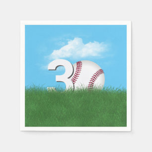 Serviette En Papier 30e Anniversaire Baseball En Herbe Verte