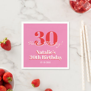 Serviette En Papier 30e Anniversaire Bonjour Trente ! Contemporain Ros