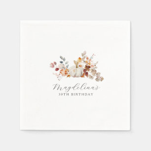 Serviette En Papier 30e anniversaire Citrouille blanc automne fleurs s