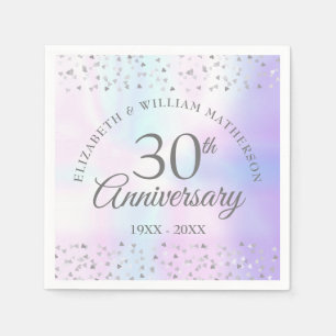 Serviette En Papier 30e anniversaire de Mariage Pearl Hearts Confetti
