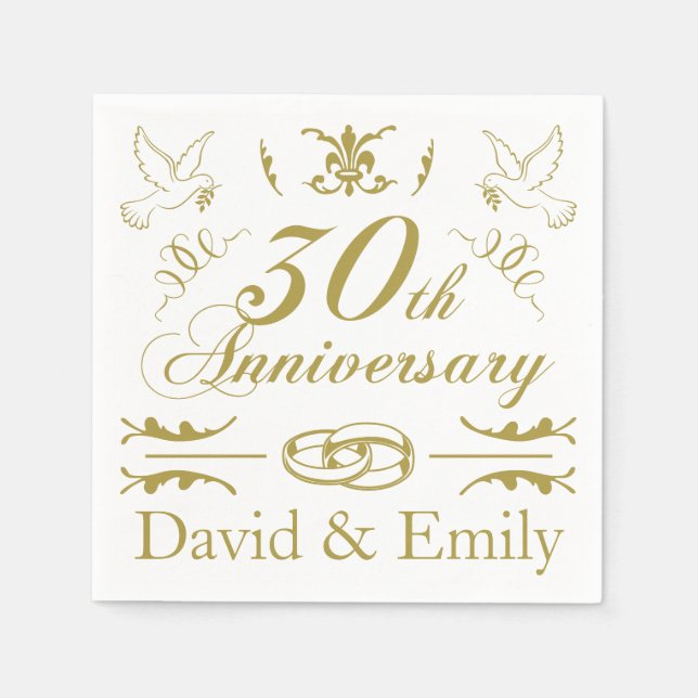Serviette En Papier 30e anniversaire de Mariage personnalisé (Devant)