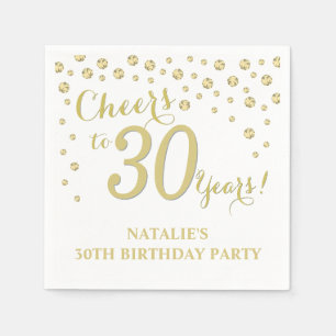 Serviette En Papier 30e anniversaire du Diamant blanc et d'or