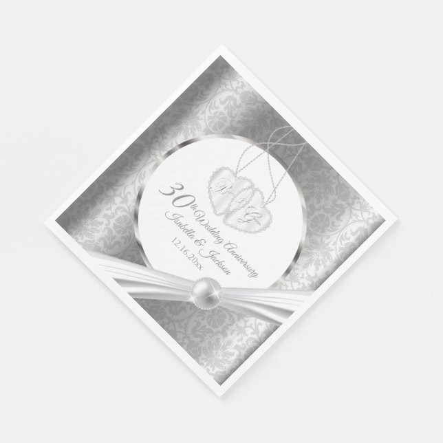 Serviette En Papier 30e anniversaire du Mariage - Pearl and Silver (Coin)